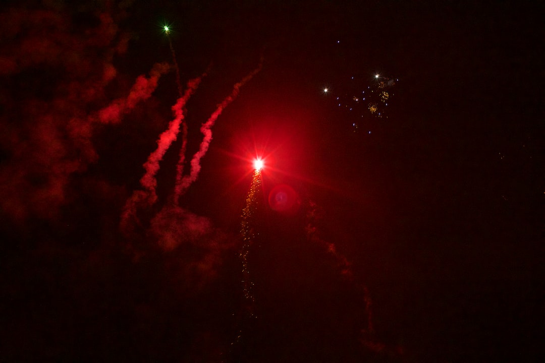 Red flare in a dark sky
